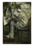 Portrait de Frédéric Bazille (1841-1870), peignant "le héron aux ailes déployées" reproduction procédé giclée par Pierre-Auguste Renoir