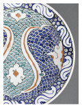 Plate with Green Scales and Blue Florets Attenuated Giclee Print