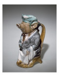 Pichet en forme de cochon habillé en garçon de café reproduction procédé giclée
