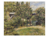 Railway Bridge at Chatou (Yvelines) or Chestnut Rose Giclee Print by Pierre-Auguste Renoir