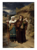 Religieux secourant une pèlerine blessée reproduction procédé giclée par Jean Victor Schnetz
