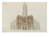 Saint-Sernin de Toulouse façade occidentale restaurée Giclee Print by Eugène Viollet-le-Duc