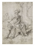 Phyllis assise sur le dos d'Aristote qui marche à quatre pattes Giclee-trykk av Hans Baldung Grien
