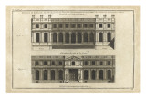 Planche 18 : Elévation de la façade du côté du jardin et du côté de la cou Giclee-trykk av Jacques-François Blondel Planche 18 : Elévation de la façade du côté du jardin et du côté de la cou Giclee-trykk av Jacques-François Blondel