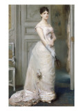 Portrait de madame José-Maria de Hérédia (1842-1905) poète, en robe du soir rose reproduction procédé giclée par Emile Levy