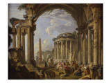 Prédication dans des ruines antiques Giclee Print by Giovanni Paolo Pannini