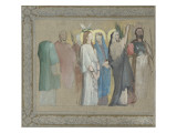 Procession de saints martyrs, avec bordure de feuillage sur trois côtés, esquisse reproduction procédé giclée par Jules Elie Delaunay