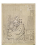 Raphaël et la Fornarina dans l'atelier du peintre reproduction procédé giclée par Jean-Auguste-Dominique Ingres