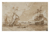 Navires au large de Rotterdam Giclee-trykk av Ludolf Backhuysen Navires au large de Rotterdam Giclee-trykk av Ludolf Backhuysen