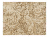 Femme assise : figure allégorique de la sagesse Giclée-Druck von Martin de Vos