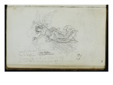Etude pour la "Distribution des aigles" : figure volant dans les airs reproduction procédé giclée par Jacques-Louis David