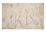 Sept hommes nus debout, étude pour Romulus vainqueur d'Acron reproduction procédé giclée par Jean-Auguste-Dominique Ingres
