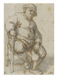 Homme assis Giclée-Druck von Adrien Van Ostade