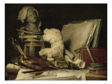 Les Attributs de la peinture, de la sculpture et de l'architecture Giclée-Druck von Anne Vallayer-coster