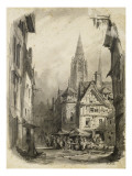 Rue à Rouen Giclee-trykk av Richard Parkes Bonington