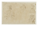Etudes d'après des portraits d'hommes en costume du XVème siècle reproduction procédé giclée par Eugene Delacroix