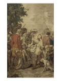 Tenture de l'Histoire d'Henri IV. Henri IV rencontrant Sully blessé reproduction procédé giclée par Francois Andre Vincent