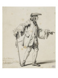 Etudes de costume de théâtre : un homme debout marchant reproduction procédé giclée par Francois Andre Vincent