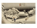 Neige de nuit à Kambara Lámina giclée por Utagawa Hiroshige
