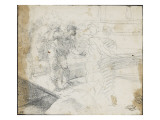 Plusieurs figures marchant sur une passerelle Lámina giclée por Domenico Beccafumi
