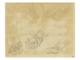 Six études de pattes de fauve reproduction procédé giclée par Eugene Delacroix