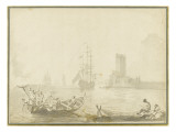 Scène de pêche au trident Giclée-Druck von Pierre Jacques Volaire
