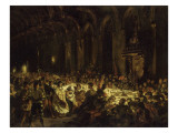 L'Assassinat de l'évêque de Liège dit aussi Guillaume de Marck, surnommé Sanglier  Ardennes reproduction procédé giclée par Eugene Delacroix