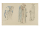 Etude de personnages en costume oriental reproduction procédé giclée par Adrien Dauzats
