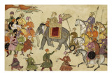 Shah Jahan Mounted on an Elephant with His Retinue Reproduction procédé giclée