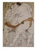Lutteurs de sumô ; le lutteur Onogawa Kisaburô et le lutteur Tanikaze Kajinosuke reproduction procédé giclée par Katsukawa Shunei
