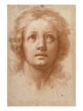 Etude d'une tête de femme de face, le regard fixé en haut reproduction procédé giclée par Baldassare Franceschini