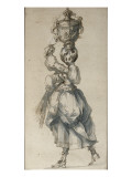 Femme debout marchant, portant un vase sur la tête Giclee-trykk av Jacques Bellange Femme debout marchant, portant un vase sur la tête Giclee-trykk av Jacques Bellange