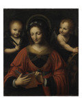 Sainte Catherine entre deux anges Giclée-tryk af Bernardino Luini