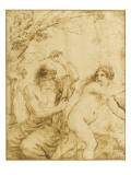 Saint Jérôme tourmenté par le diable déguisé en femme nue reproduction procédé giclée par Guerchin Le