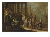 Salomon et la reine de Saba dit aussi "Esther devant Assuérus" Giclee Print by Claude Vignon