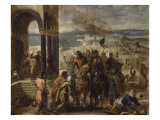 Prise de Constantinople par les Croisés le 14 avril 1204 reproduction procédé giclée par Eugene Delacroix
