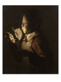 Le souffleur à la lampe Reproduction procédé giclée par Georges de La Tour