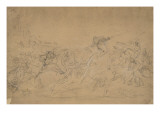 Etude pour la bataille de Nancy, mort du duc de Bourgogne, Charles le Téméraire, le 5 janvier 1477 reproduction procédé giclée par Eugene Delacroix