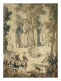 Tapisserie de la tenture : Louis XV tenant le limier Lámina giclée por Jean Baptiste Oudry
