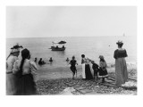 Baignade à la plage reproduction procédé giclée
