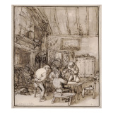 Tablée de paysans dans un cabaret Giclée-Druck von Adrien Van Ostade