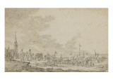 La plage à Scheueningen Giclée-Druck von Jan Van Goyen