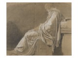 Seated, Drapery Study (Plato for "Death of Socrates") reproduction procédé giclée par Jacques-Louis David