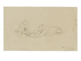 Etude de lion et lionne reproduction procédé giclée par Rosa Bonheur