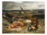 Tableau de nature morte dit Nature morte au homard reproduction procédé giclée par Eugene Delacroix