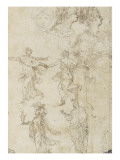 Etude de femmes richement vêtue et d'un homme Giclée-Druck von Perino Del Vaga
