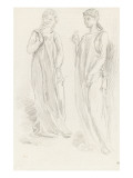 Etudes d'après deux statues de femmes d'époque gothique reproduction procédé giclée par Eugene Delacroix