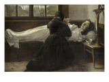 La mère de l'artiste priant devant le corps de sa fille Madeleine reproduction procédé giclée par Jean Jacques Henner