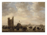 Scène de patinage près des ruines de la Huis te Merwede devant Dordrecht Giclée-Druck von Jan Van Goyen