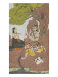 Siva vénéré par Parvati sur le mont Kailasha Lámina giclée